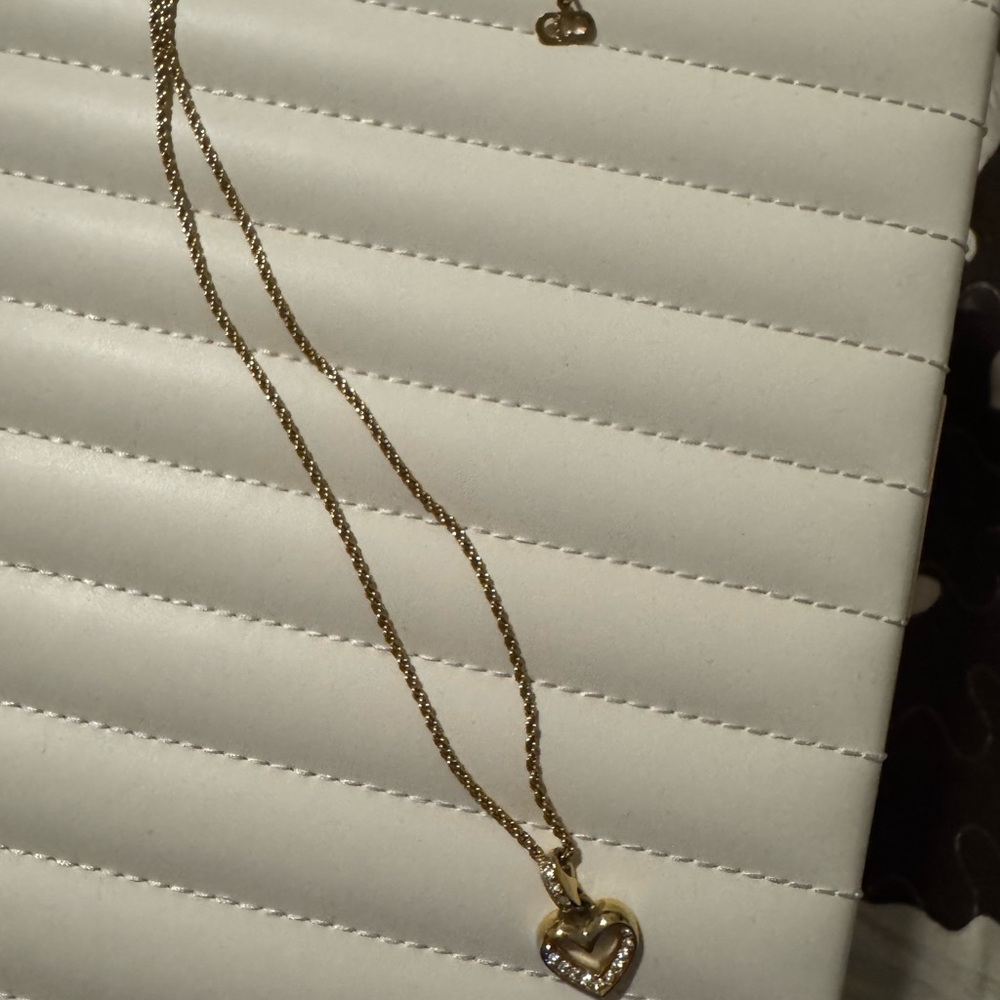 Christian Dior Vintage Dior Heart Gold Plated With Crystal Necklace